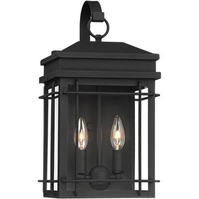 John Timberland Rotherfield Mission Outdoor Wall Light Fixture Textured Black 17" Clear Glass for Post Exterior Barn Deck House Porch Yard Posts Patio