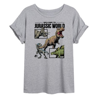 Women's - Jurassic Park - Welcome To Jurassic World Dino Oversized Graphic T-Shirt