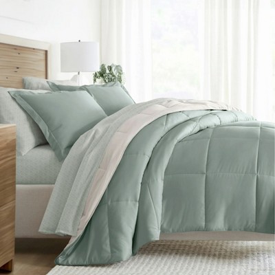 BAGOKIE 5/7 Pieces Bedding Set Reversible Comforter and Patterned Sheet Set