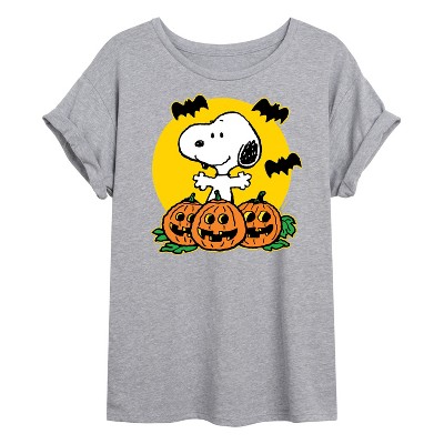Women's - Peanuts - Snoopy Pumpkin Patch Oversized Graphic T-Shirt