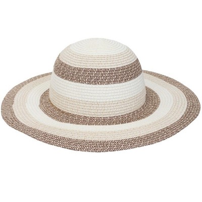 Magid Straw Striped Two Tone Color Block Floppy Sun Hat