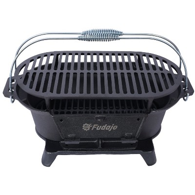 CAVINAS Cast Iron Charcoal Grill Flat Top Grill Durable Portable Charcoal Grill for Outdoor Grilling