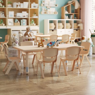 Flash Furniture 24"W x 48"L Rectangular Plastic Height Adjustable Activity Table Set with 6 Chairs