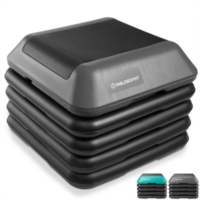 Philosophy Gym Aerobic Exercise Adjustable High Step Platform, with 4 Risers Included