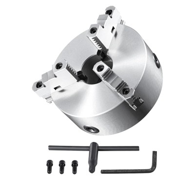VEVOR 3-Jaw Lathe Chuck, 10'', Self-Centering Lathe Chuck, 0.24-9.84 in/6-250 mm Clamping Range with T-key Fixing Screws Hexagon Wrench, Silver