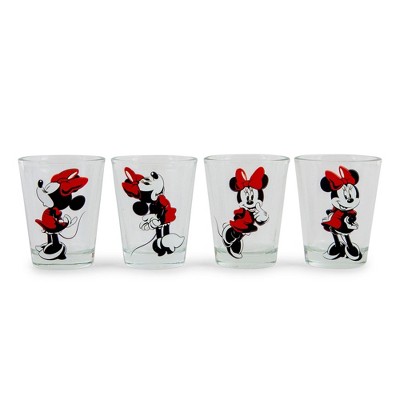 Silver Buffalo Disney Classic Minnie Mouse 1.5-Ounce Mini Shot Glasses | Set of 4