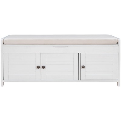 NicBex Modern 43.5" Storage Bench with 3 Shutter-Shaped Doors for Living Room and Entryway