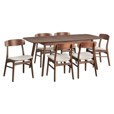 Buylateral 7pc Seats Wave Mid Century Modern Extendable Rectangular Dining Set