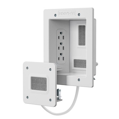 Mount-It! In-Wall TV Cable Concealer Kit w/ Recessed Power, Triple Outlet, 9ft Cord, Hand Saw, Safe Cable Management for Home Theater Setups