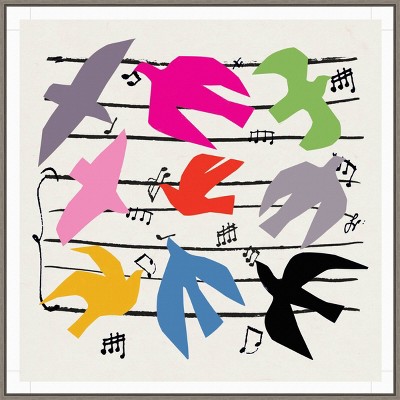 Amanti Art 30" x 30" Dawn Bird Chorus by Jenny Frean Framed Canvas Wall Art Print : Modern Lithograph, Polystyrene Frame