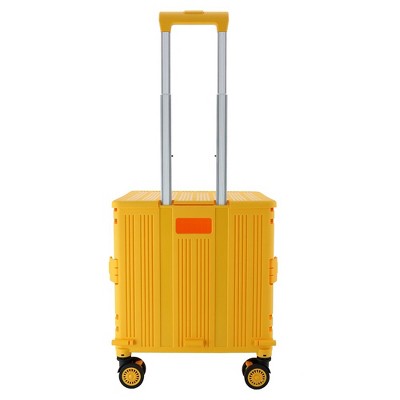 Jiallo Foldable Utility Crate with 360° Spinner Wheels & Telescopic Handle (Orange / Yellow Color)