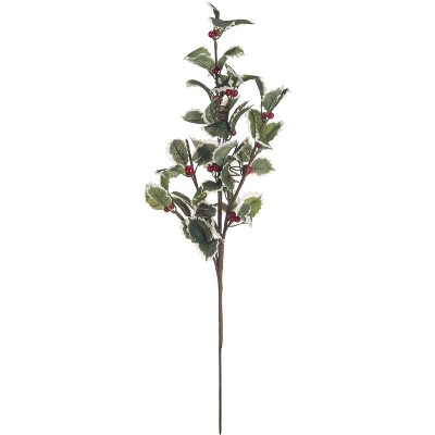 Transpac 26 in Green Christmas Nostalgic Holly Spray Artificial Stems for Holiday Decor