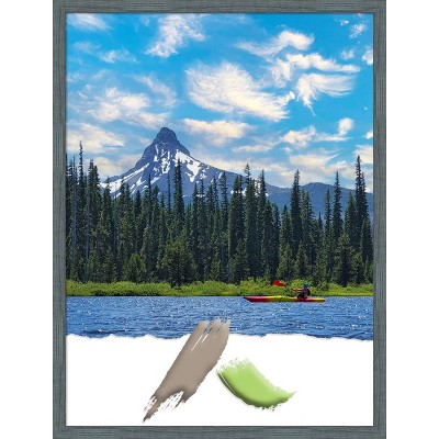 Amanti Art Dixie Blue Grey Rustic Narrow Wood Picture Frame