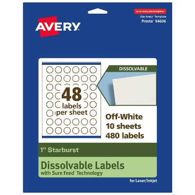 Avery Dissolvable Labels, 1" Starburst