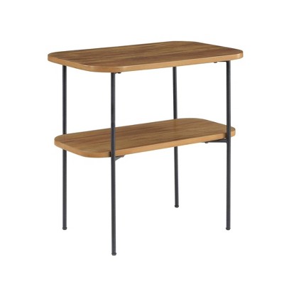 Lunar Chairside End Table with Shelf Driftwood/Black - Breighton Home: Rectangle Accent Table, Metal Frame, MDF Top