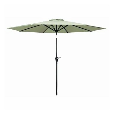 Four Seasons Courtyard 9 Foot Patio Market Umbrella Round Polyester Fabric Outdoor Backyard Shaded Canopy with Crank Lift and Auto Tilt, Seafoam Grean