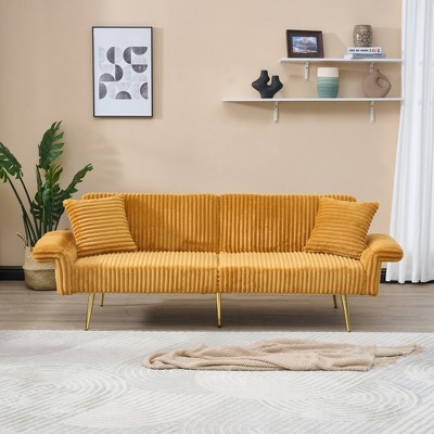 VASIP  79" Corduroy Sofa Bed with Folding Armrests, Foldable Double Sofa for Small Spaces, Living Room and Apartment
