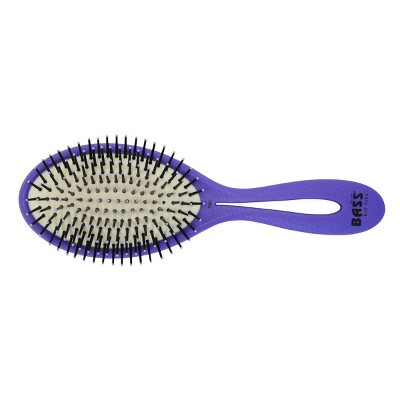 Bass Brushes BIO-FLEX Style & Detangle Hair Brush Patented Pure Plant Handle Professional Level Nylon Pins Medium Oval