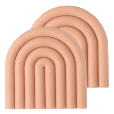 Unique Bargains U-shaped Heat Resistant Non-Slip Silicone Trivet Mat for Pots Coasters 2 Pcs