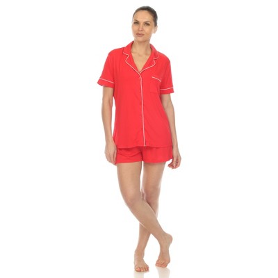 White Mark Women's Short Sleeve Viscose from Bamboo Pajama Set