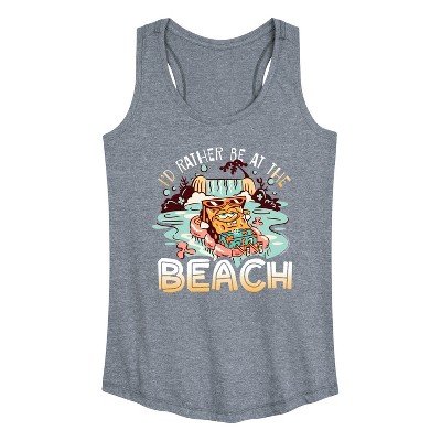 Women's - SpongeBob SquarePants - Rather Be At Beach Graphic Racerback Tank
