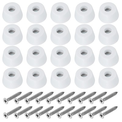 Unique Bargains Non Slip Rubber Cutting Board Feet with 304 Stainless Steel Screws White 12 Pcs