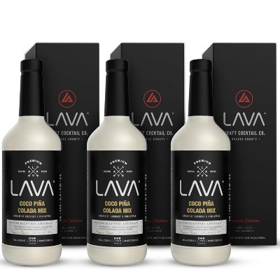LAVA Premium Coco Pina Colada Made with Cream of Coconut and Real Pineapple, No Artificial Sweeteners or Flavors, 1-Liter Glass Bottle (33.8oz)