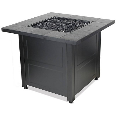 Endless Summer 30" Square Outdoor LP Gas Fire Pit: 30,000 BTU, Ceramic Tile, Steel Frame