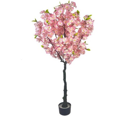 Artificial Cherry Blossom Tree, Tall Potted Faux Cherry Blossom Tree Plants in Pot with Lifelike Trunk for Home Office Bedroom Porch