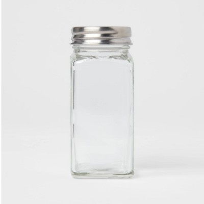 3.5oz Glass Square Spice Jar - Threshold™: Traditional Clear Seasoning Bottle, Hand Wash, 4.13" Height