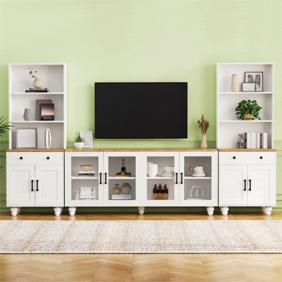 3PCS Wall Unit TV Stand Set, Entertainment Center with Bookshelves for TVs up to 70", Media Console Table with Drawers for Living Room Bedroom