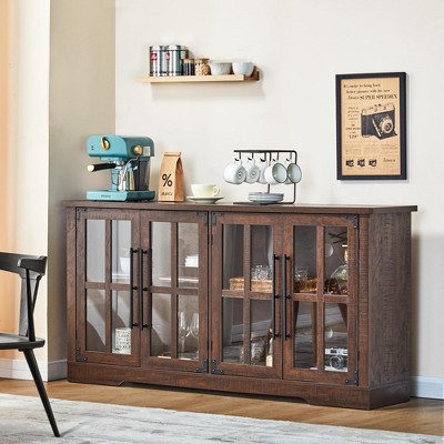 AMERLIFE Farmhouse 63" Buffet Sideboard Cabinet with Glass Door