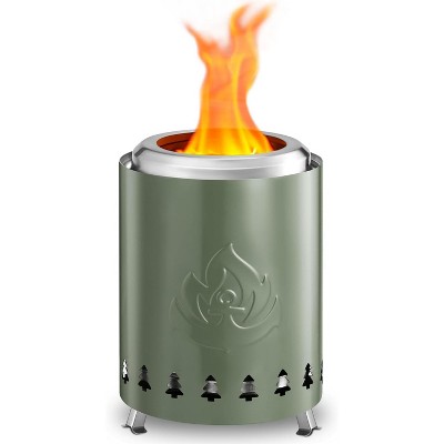 ZAFRO Tabletop Fire Pit 5.5" with Stand, Smokeless Firepit Outdoor, 304 Stainless Steel Small Table Top Stove Fueled by Pellets Or Wood