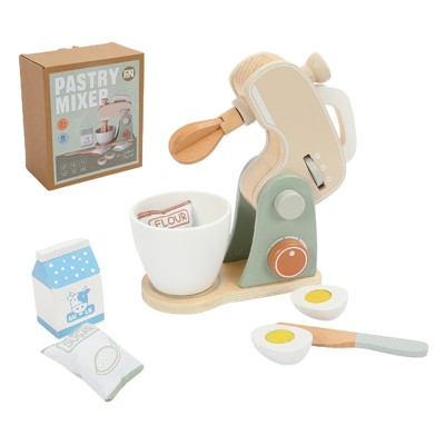 Freniland™ - Schema Wooden Toy Mixer Baking Set for 2 Years Toddlers, Pretend Play Kitchen Set with Bowl, Eggs, Milk, Flour & Sugar