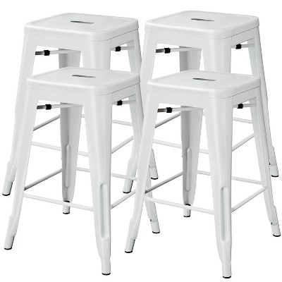 Yaheetech 24" Set of 4 Metal Counter Height Backless Stackable Bar Stools Indoor/Outdoor