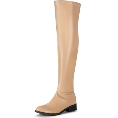 Allegra K Women's Zipped Low Block Heel Over Knee High Fashion Boots