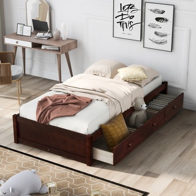 Whisen Twin Size Platform Bed with 3 Drawers
