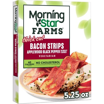 MorningStar Farms Meatless Thick Cut Frozen Bacon Strips Applewood Black Pepper - 5.25oz