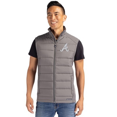 Atlanta Braves Cutter & Buck Evoke Hybrid Softshell Recycled Mens Full Zip Vest