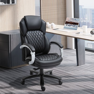 Okak Executive Office Chair with Extra-Wide Seat, Desk Chair with Swivel Wheels and Adjustable Height, Criss Cross Chair for Study, Office