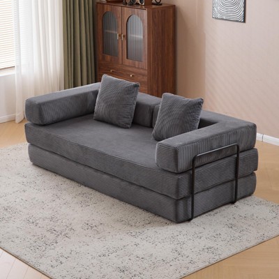 NicBex Convertible Folding Upholstered Floor Sofa Bed with Metal Stand,Oversized Futon Couch Sleeper Sofa for Living Room,Bedroom