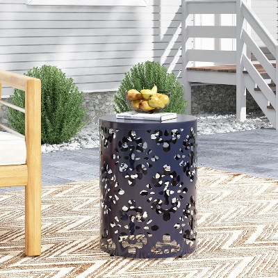 NicBex Outdoor End Table Modern Metal Outdoor Side Table, Metal Patio Table Small Table Outdoor Coffee Table for Backyard, Balcony