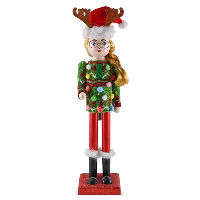 Ornativity Christmas Wooden Ugly Sweater Nutcracker - 15 in