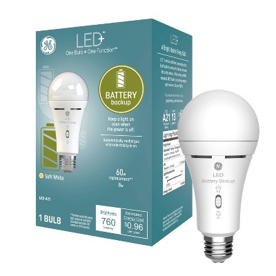 GE LED Battery Backup A21 Light Bulb Soft White