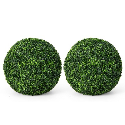 Tangkula 2 PCS Artificial Plant Topiary Ball 19" Faux Decorative Balls for Indoor Outdoor