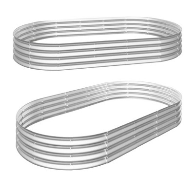 NAYSAYE Planter 2PCS Raised Garden Bed Kit Galvanized Metal Planter Raised Bed Easy Assembly Rust Resistant for Outdoor Garden, Silver, 96"*48"*12"