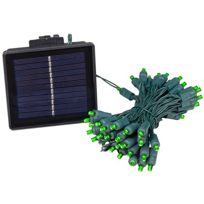 Novelty Lights 50 Light LED Solar Powered String Lights 3" Spacing Green Wire 22.5 Feet