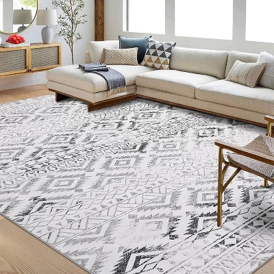 Indoor Washable Low Pile Area Rug, Vintage Accent Mat, Non-Shedding Throw Carpet for Bedroom Nursery Office Living Room Hallway Entrance Laundry Room
