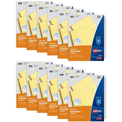 Avery Insertable Dividers for 3 Ring Binders, 5 Tabs per Set, Clear Big Tab, Buff Paper with Gold-Reinforced Holes (11112)