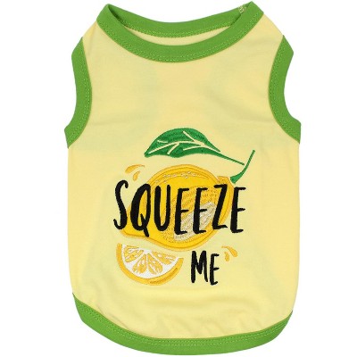 Parisian Pet 'Squeeze Me' Dog Shirt – Playful Graphic Pet T-Shirt for Dogs & Cats, Yellow